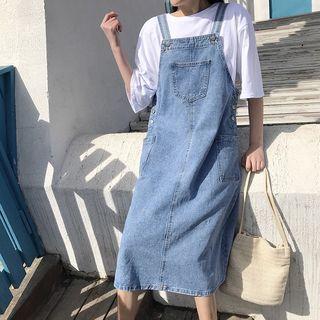 Denim Jumper Dress Blue - One Size