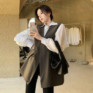 Lantern-sleeve Shirt / Double-breasted Vest