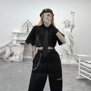 Short-sleeve Cropped Shirt / Cargo Pants