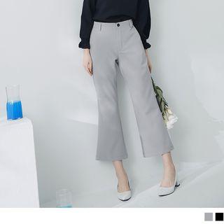 Plain Boot-cut Cropped Trousers