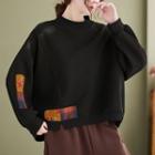 Patched Cropped Sweatshirt
