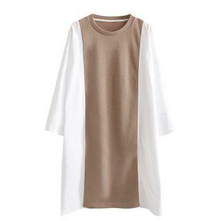 3/4-sleeve Paneled Knit Dress