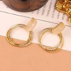 Rhinestone Hoop Earring 1 Pair - Ear Studs - Gold - One Size