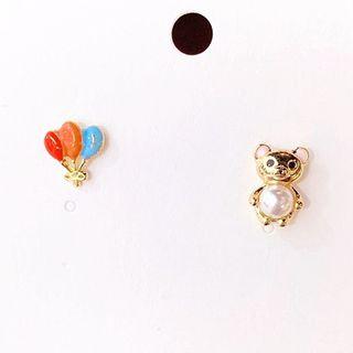 Balloon & Bear Stud Earring 1 Pair - As Shown In Figure - One Size