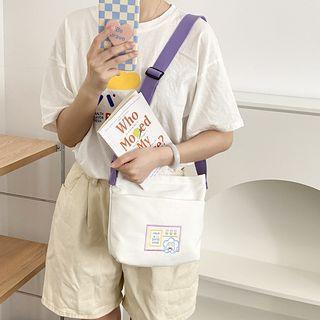 Cartoon Embroidered Crossbody Bag White - One Size