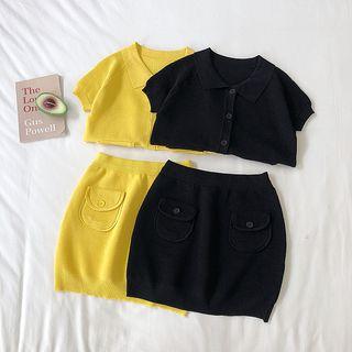 Set Of 2: Short-sleeve Knit Top + Pocket Pencil Skirt