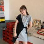 Irregular Colour-block Short-sleeved Dress