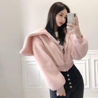 Hooded Fleece Cropped Jacket
