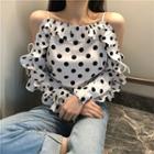 Dot Off-shoulder Long-sleeve Top