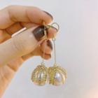 Rhinestone Faux Pearl Drop Earring 1 Pair - Hook Earring - Long - Faux Pearl - Gold & White - One Size
