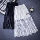 Midi A-line Lace Skirt