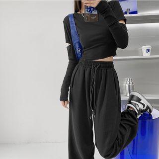 Waffle Loose-fit Harem Pants