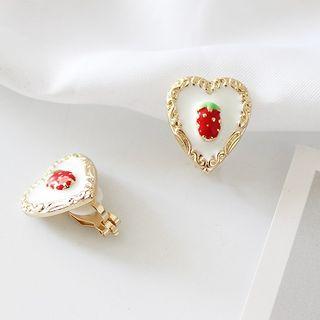 Strawberry Heart Earring As Shown In Figure - One Size