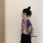 Dye Print Short-sleeve T-shirt As Shown In Figure - One Size