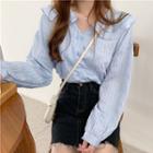 Balloon-sleeve Double-collar Blouse