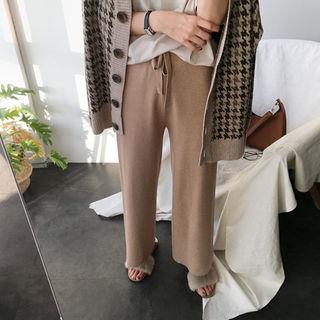 Drawstring-waist Wool Blend Pants