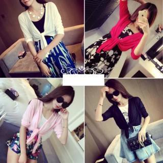 Plain 3/4 Sleeve Cardigan