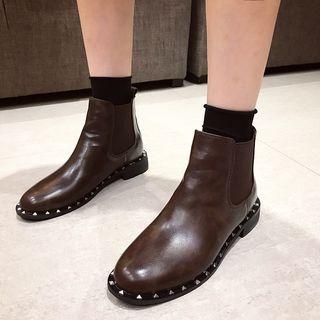 Studded Faux Leather Chelsea Boots