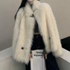 Double-breasted Furry Jacket White - One Size