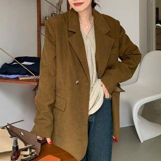 Plain Corduroy Blazer Coffee - One Size