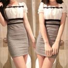 Bow Detail Gingham Short-sleeve Bodycon Dress
