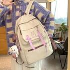 Bear Embroidered Buckled Backpack