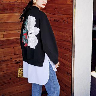 Rose Print Button-up Jacket