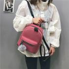 Canvas Pompom Accent Mini Backpack