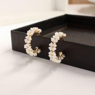 Flower Shell Open Hoop Earring