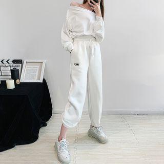 Brushed Fleece-lined Embroidered Harem Pants