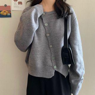 Asymmetric Button-down Knit Cardigan