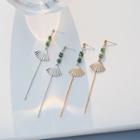 Retro Turquoise Cube Fan Dangle Earring Gold - One Size