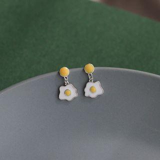 925 Sterling Silver Fried Egg Dangle Earring 1 Pair - As Shown In Figure - One Size