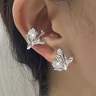 Floral Ear Cuff 1 Pc - Right Ear - Silver - One Size