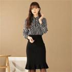 Rib-knit Mini Mermaid Skirt Black - One Size
