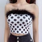 Faux-fur Dotted Tube Top