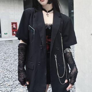 Set: Elbow-sleeve Double Breasted Blazer + Arm Sleeves