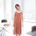 Set: Round-neck T-shirt + Button Front Pinafore Dress