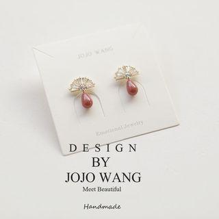 Fan Shape Ear Stud One Pair - As Shown In Figure - One Size
