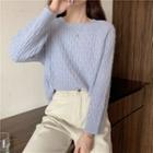 Round-neck Cable-knitted Crop Sweater