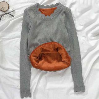 Fleece Lined Long-sleeve Knit Top