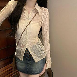 Fitted Lace Shirt White - One Size