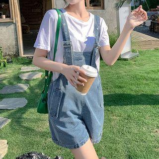 Short-sleeve T-shirt / Denim Dungaree Shorts / Set