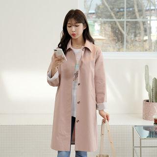 Hidden-button Stripe-trim Jacket