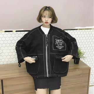 Print Loose Fit Zip Jacket