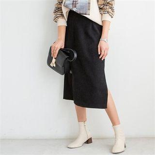 Band-waist Velvet Midi Skirt