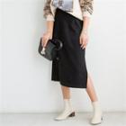 Band-waist Velvet Midi Skirt