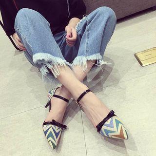 Printed Ankle Strap Heel Sandals