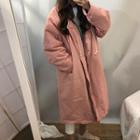 Mock Two-piece Hooded Padded Midi Coat