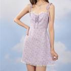 Floral Lace Trim Sleeveless Dress